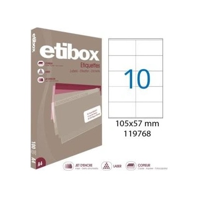 Etikety univerzálne 105x57mm Etibox A4 100 hárkov