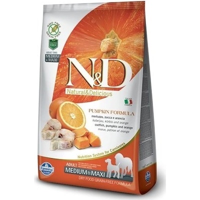 N&D Pumpkin Dog Adult Medium & Maxi Grain Free Codfish & Orange 12 kg