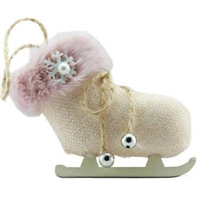 DECOLED Vánoční ozdoba na stromeček brusle, 12 × 9 cm, závěsná, textil, interiér