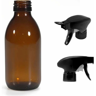 Luna Skleněná lékovka s černým pistolovým rozprašovačem 150 ml