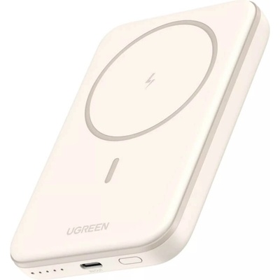 UGREEN Magnetic Wireless Power Bank 5000 mAh 15W - преносима външна батерия с USB-C порт и безжично зареждане с MagSafe (бежов)