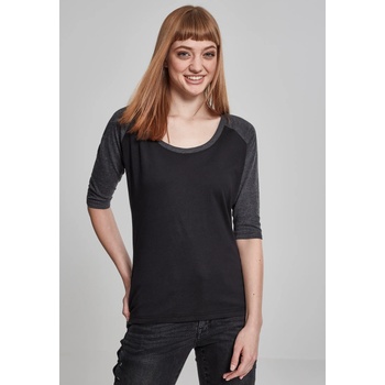 Urban Classics Дамска блуза Urban Classics black/charcoal с 3/4 ръкавиUB-TB733-01307 - Сив, размер 5XL