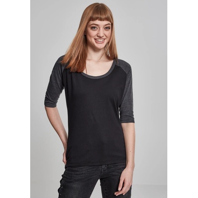Urban Classics Дамска блуза Urban Classics black/charcoal с 3/4 ръкавиUB-TB733-01307 - Сив, размер XS