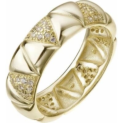 Evolution Group Pozlacený prsten s vzor se zirkony 15035.1