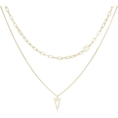 Biju Pozlacený řetízek 14k zlatem dvojřadý, kombinace dvou řetízků s přívěskem trojúhelníku a číslice XII 3001539