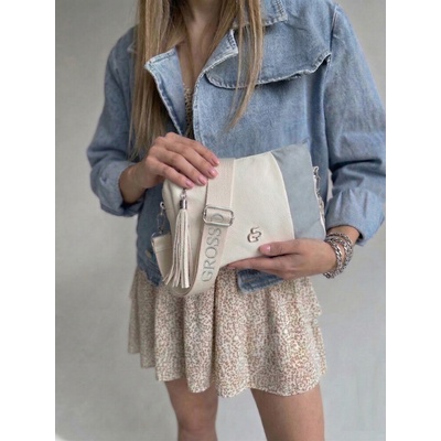 Grosso Bielo-modrá crossbody kabelka praktická na každý deň