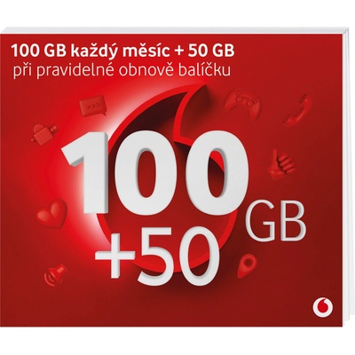 Vodafone SIM Předplacená karta GIGA 100GB + 50Kč kredit Forma SIM: Klasická SIM karta