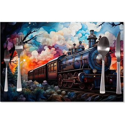 Sablio Prestieranie Parná lokomotíva v kúzelnej krajine 40x30cm