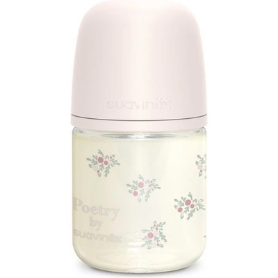 Suavinex skleněná kojenecká láhev Poetry fyziologická růžová 120ml