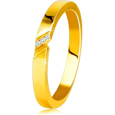 Šperky Eshop Diamantový prsten ve žlutém zlatě prsten s jemným zářezem čiré brilianty S3BT507.62