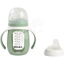 Beaba Fľaša Bidon na učenie pitia 2in1 Training Bottle Sage Green 210 ml so silikónovým obalom zelená