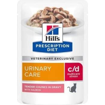 Hill's Hills Prescription Diet c/d Urinary Stress Salmon - диета за котки страдащи от идиопатичен цистит и за профилактика на уролити 85 гр