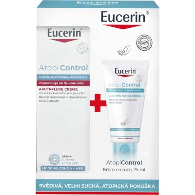 Eucerin AtopiControl Acute krém + Eucerin AtopiControl Krém na ruky vianočná kazeta 40 + 75 ml set