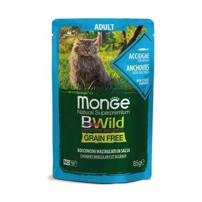Monge BWild Cat Grain Free Adult Ančovičky se zeleninou 28 x 85 g