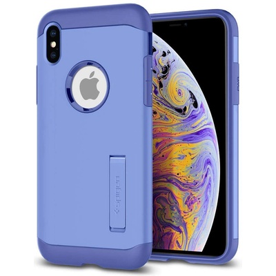 Spigen Slim Armor Case - хибриден кейс с поставка и най-висока степен на защита за iPhone XS Max (лилав)