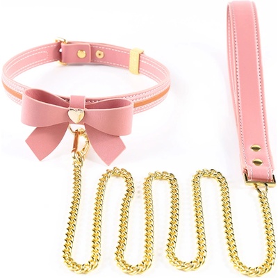 Sevanda Love Heart Butterfly Leather Collar Pink