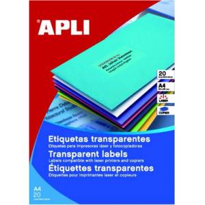  Етикети Apli матово-прозр. 99.1x38.1 mm A4 20 л (A4 20)