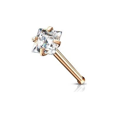 Šperky4U zlacený piercing do nosu čtvereček N0133RDC