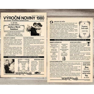 Dárek k safírové svatbě: Noviny k výročí svatby 1980
