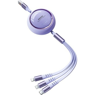 Remax 661564 multifunkční 3v1 / micro USB / USB-C / Lightning 15W / 3A 1,2m fialový