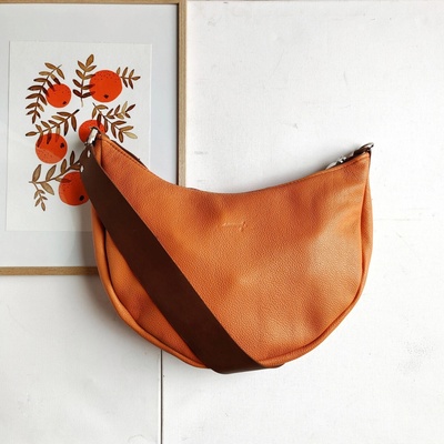Ammyla kožená kabelka Luna sunset oranžová Crossbody s popruhom