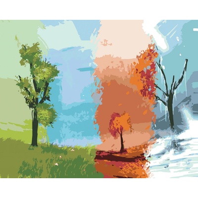 Zuty Malování podle čísel Jeden strom čtyři roční období 80 x 100 cm vypnuté plátno na rám