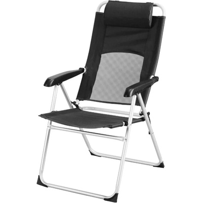 CountrySide Kempingové polohovací skládací křeslo s opěrkou hlavy CS-10133 šedočerné