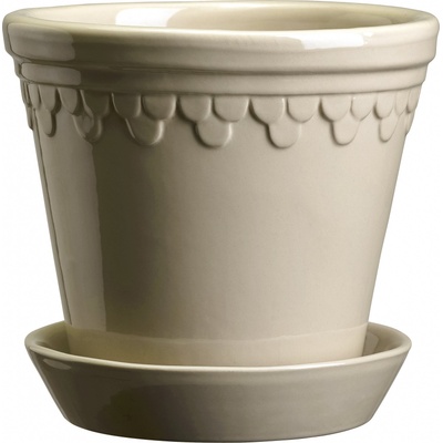 Bergs Potter Саксия Københavner с поставка гланцирана 25 см пясъчен цвят (KCS25S)
