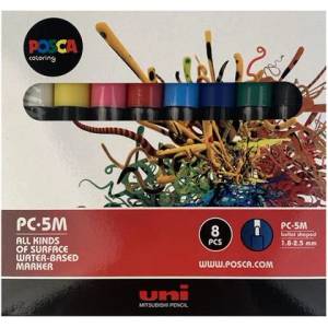 uni Декоративен маркер, 1, 8-2, 5 мм, UNI "Posca PC-5M", 8 различни цвята PC-5M 8C (PC-5M 8C)