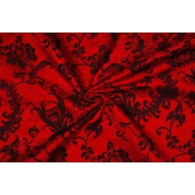Brokát paví pera, černo-červený