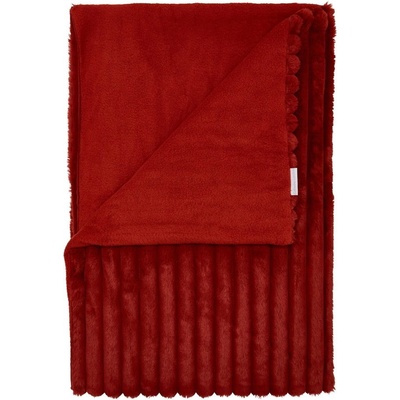 Catherine Lansfield Deka z mikroplyše Cosy Ribbed červená/oranžová 130x170