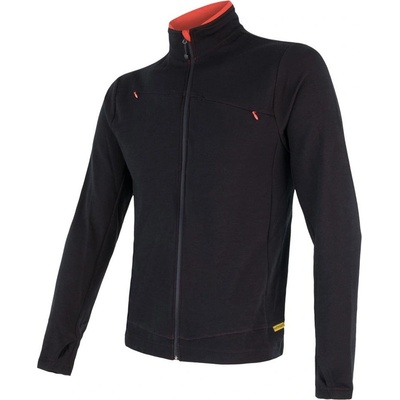 SENSOR MERINO UPPER mikina celozip černá