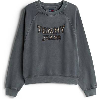 Tommy Hilfiger Блуза Tommy Jeans Women's Leopard Print Cotton Relaxed Fit Crew Sweatshirt - Black