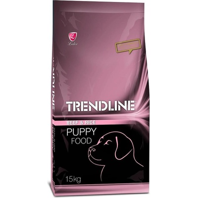 TRENDLINE Puppy/Junior Dog Food Beef & Rice - Пълноценна храна за подрастващи кучета от всички породи с Говеждо и ориз 15 кг