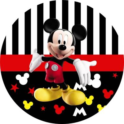 1x Mickey Mouse – pruhované pozadí a siluety uší – jedlý papír na dort – Hledejceny.cz