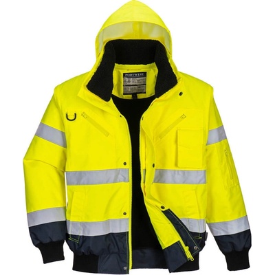 Portwest bunda Bomber Hi Vis Contrast C465 odnímatelné rukávy reflexní Žluto navy