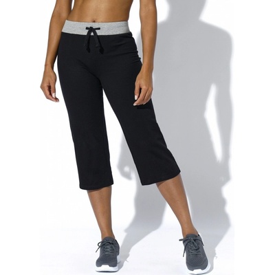 Blancheporte 3/4 rovné kalhoty z úpletu černá/šedý melír – Zboží Dáma