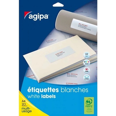 Etikety univerzálne na zakladače 60 x 190 mm Agipa A4 20 hárkov