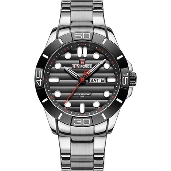 Curren Мъжки часовник Naviforce Jemadar, Неръждаема стомана, Сребрист / Черен (NAVIFORCE-9198-SILVER-BLACK)