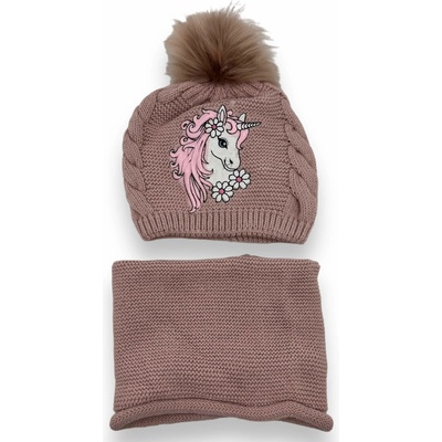 Fashion dívčí zimní čepice + šála růžová