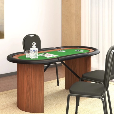 vidaXL Покер маса за 10 играча, зелена, 160x80x75 см (80408)