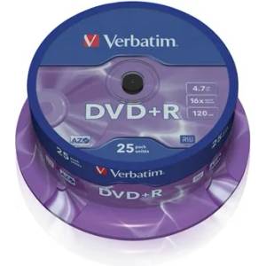 Verbatim DVD+R диск, AZO, 4, 7GB, 16x, 25 диска, на ролка, VERBATIM 43500 (43500)