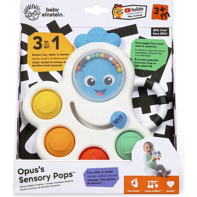 BABY EINSTEIN Hračka senozorická chrastítko a kousátko Opus 's Shape Pops ™