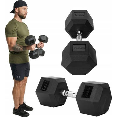 XTREXO Potažené pogumované činky s pevnou hmotností 30 kg