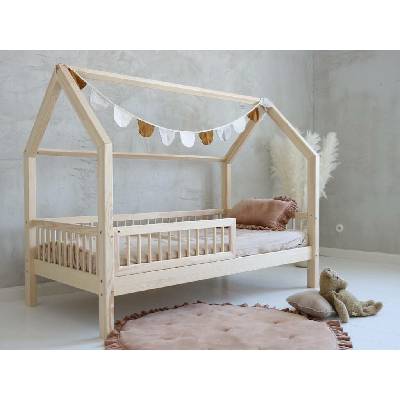 ELIS DESIGN Domečková postel s plůtkem na nožkách 19 cm přírodní bez laku