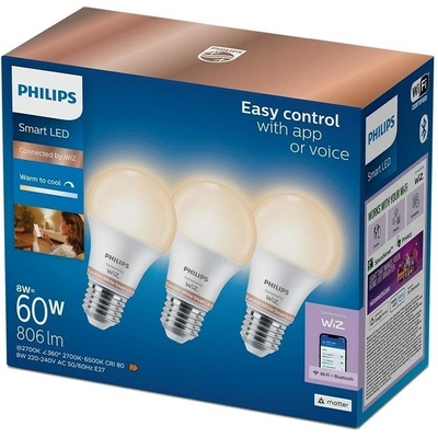 Philips Chytrá žárovka Smart LED 8 W, E27, Tunable White, 3 ks