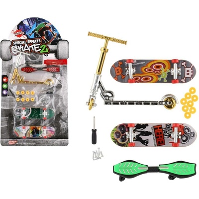 Teddies Sada skateboard skrutkovacia kolobežka prstová waveboard plast s doplnkami mix druhov
