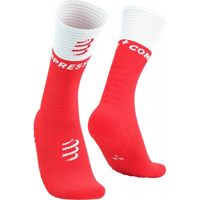 Compressport Mid Compression Socks V2.0 fluo red white