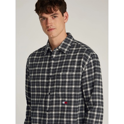 Tommy Hilfiger Риза с дълъг ръкав Tommy Jeans Men's Badge Long Sleeve Patterned Flannel Shirt - Black Check