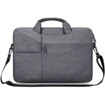 Image 1 of Tech-Protect PocketBag Laptop Bag 14 - елегантна чанта с дръжки и презрамка за MacBook Air 13, MacBook Pro 13, MacBook Pro 14 и лаптопи до 14 инча (тъмносив)